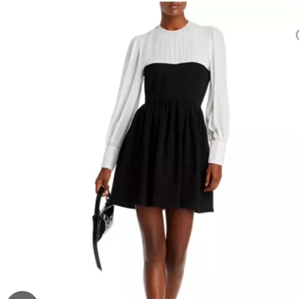 Cinq À Sept Seraphina Two-tone Long-sleeve Mini Dress